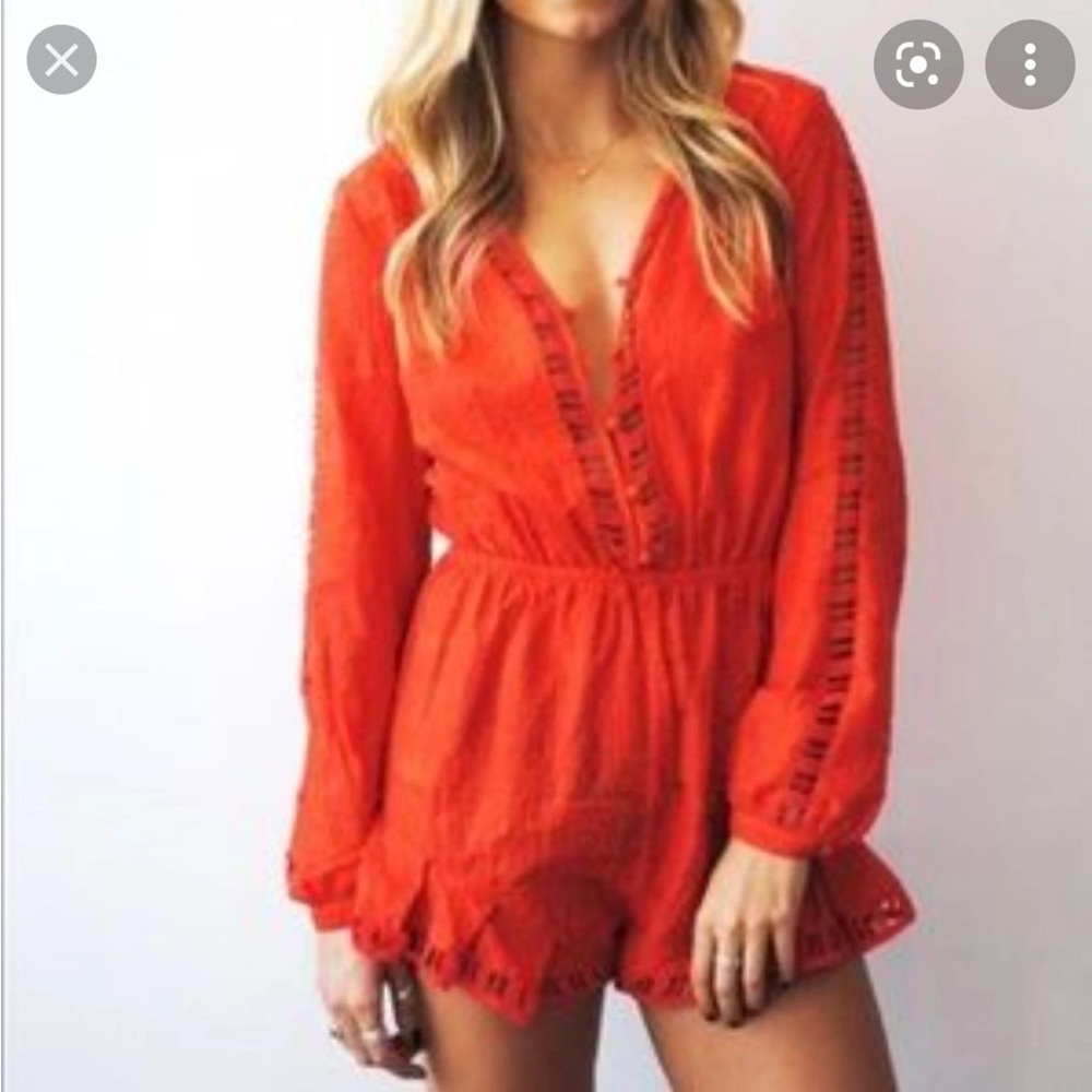 The Jetset Diaries Romper Orange Red Small